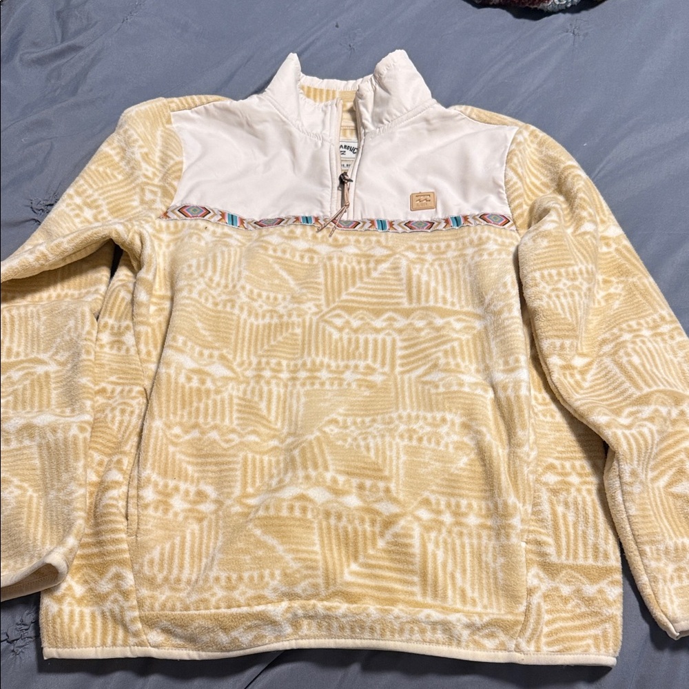 Billabong Yellow and White Patterned Jacket-Half Zip Fleece- Brand New!!